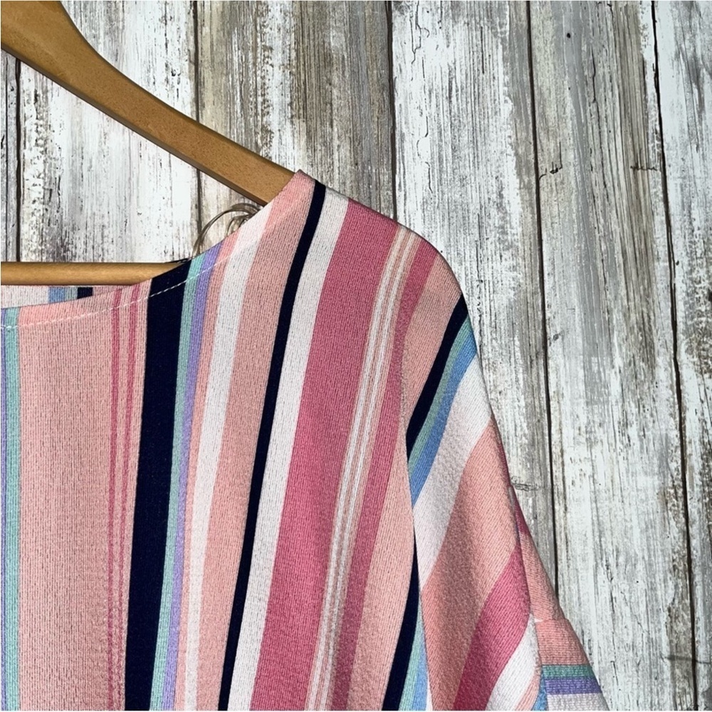 Umgee Pink Striped Round Neck Blouse - Picture 5 of 6